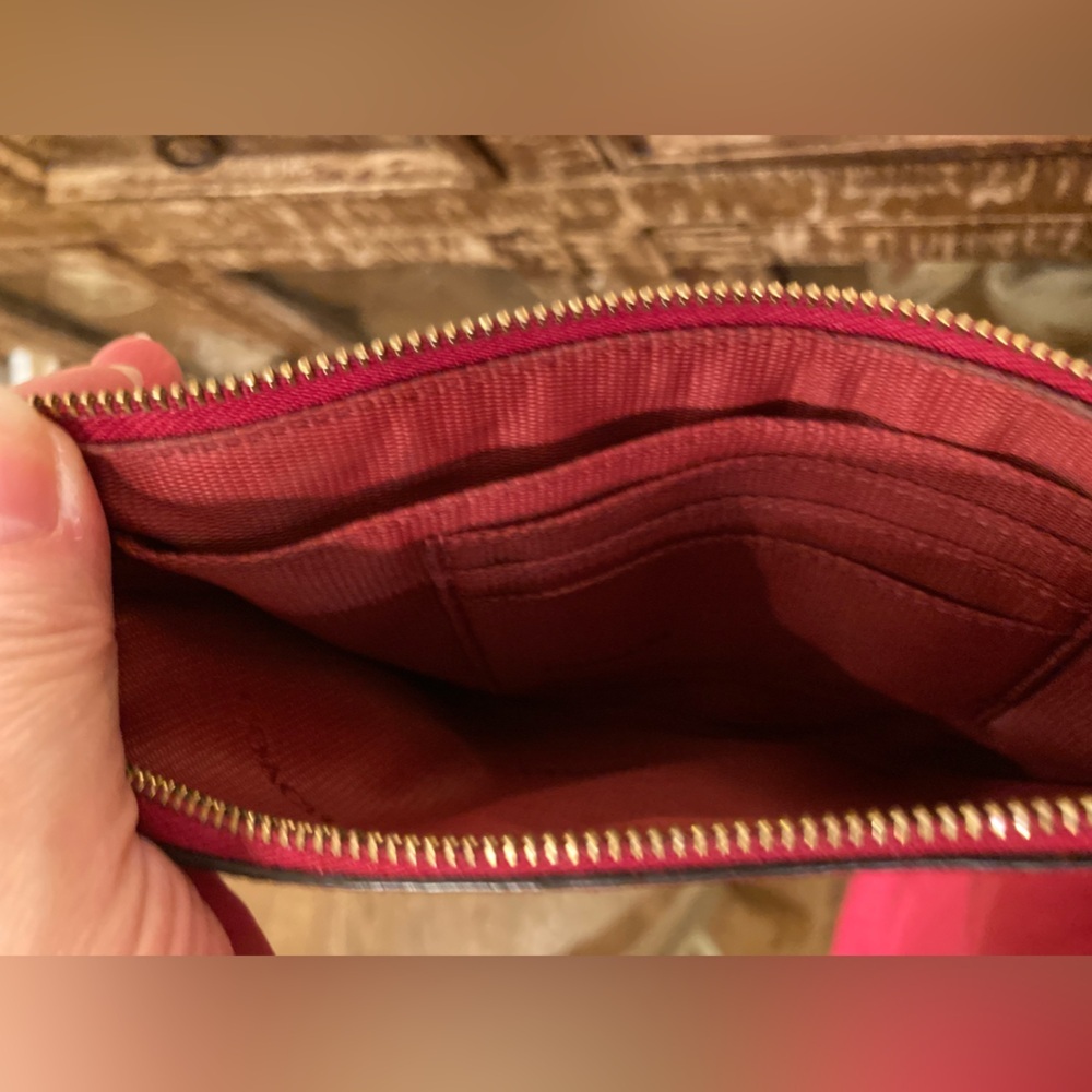 COACH KYLIE CROSSBODY IN EMBOSSED TEXTURED LEATHER Valentine RED MSRP $155 - Picture 7 of 9